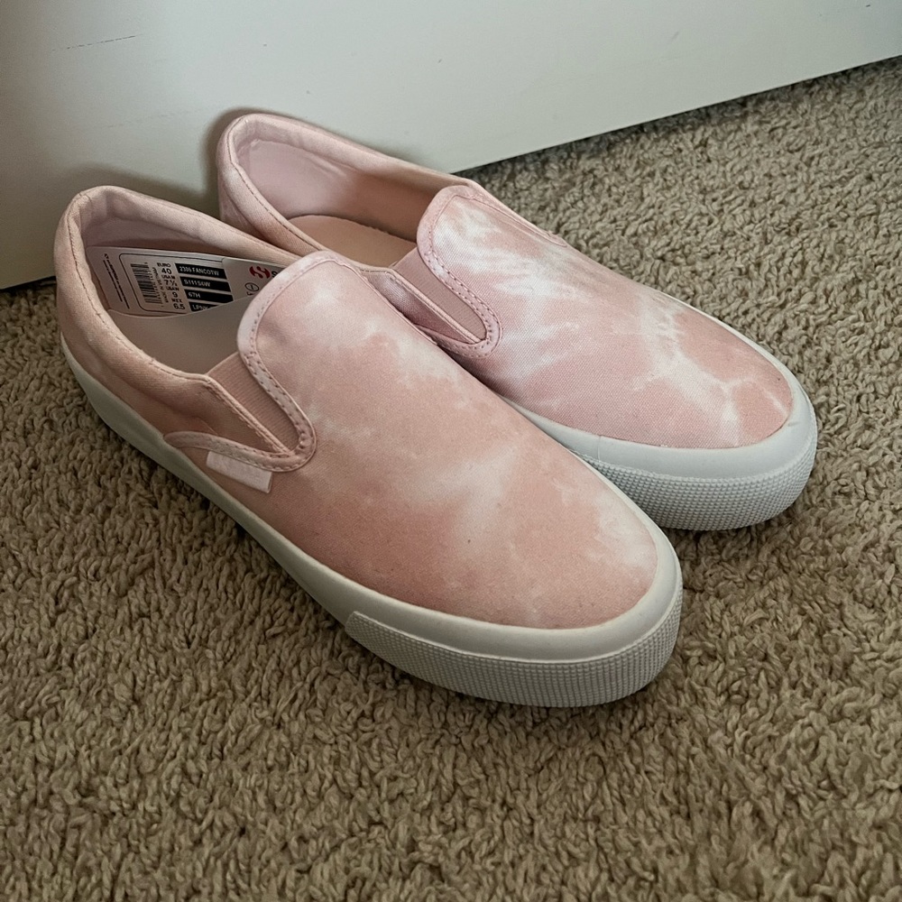 NWT SUPERGA: Pink Tie Dye Platform Slip On W9
